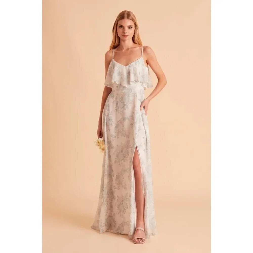Birdy Grey Jane Slit Convertible Blush BouquetMaxi Formal Bridesmaid Dress S NWT